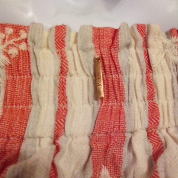 MISA Los Angeles Striped Orange & White Off the Shoulder Floral Embroidered Top - Picture 10 of 10